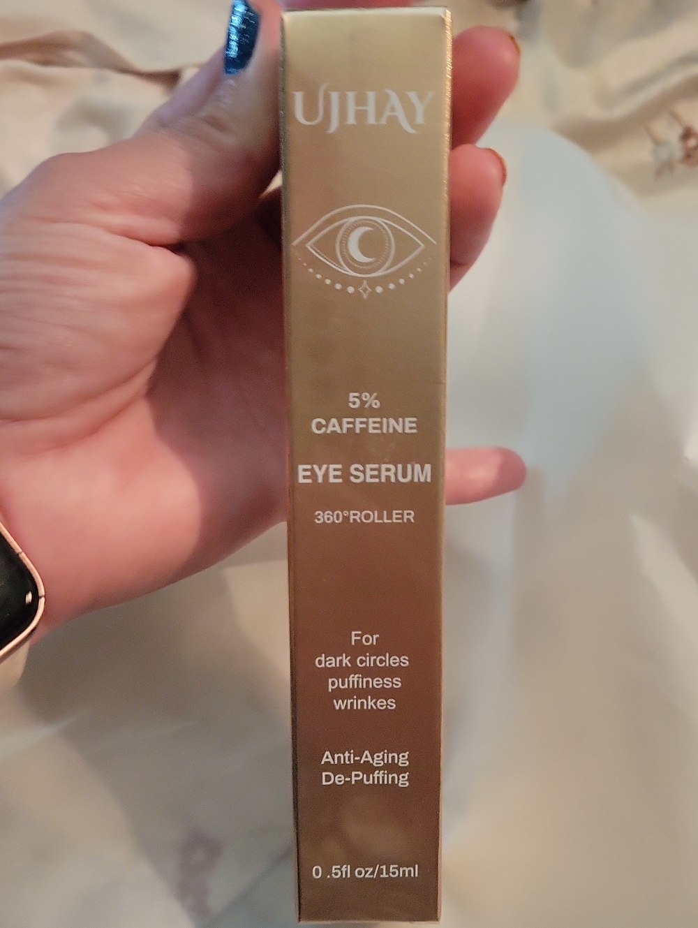 UJHAY 5% Caffeine Eye Serum – Gold Packaging